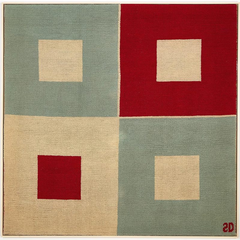 Sonia Delaunay Carré rouge Carré blanc rug